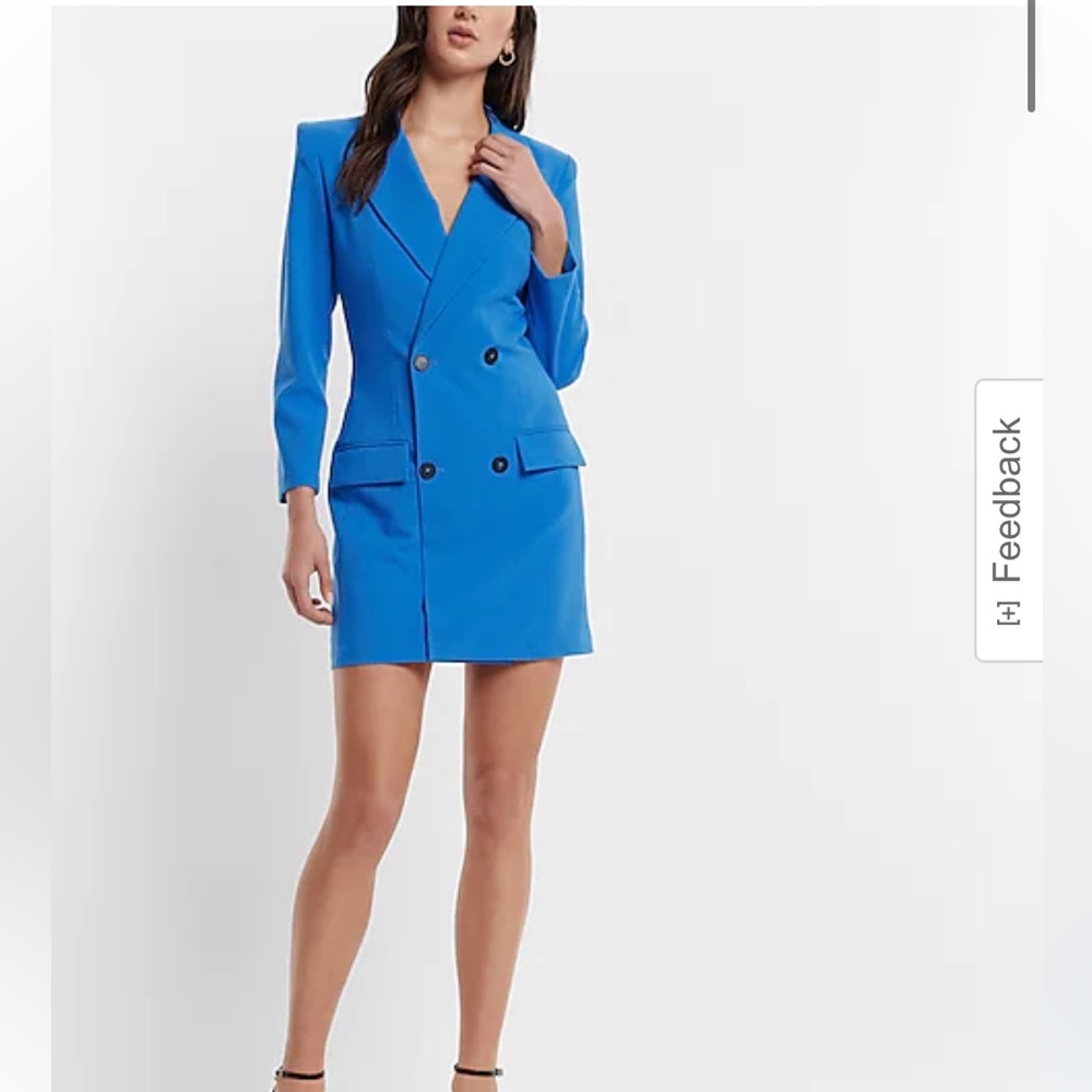 Express Double Breasted Padded Shoulder Mini Blazer Dress!!